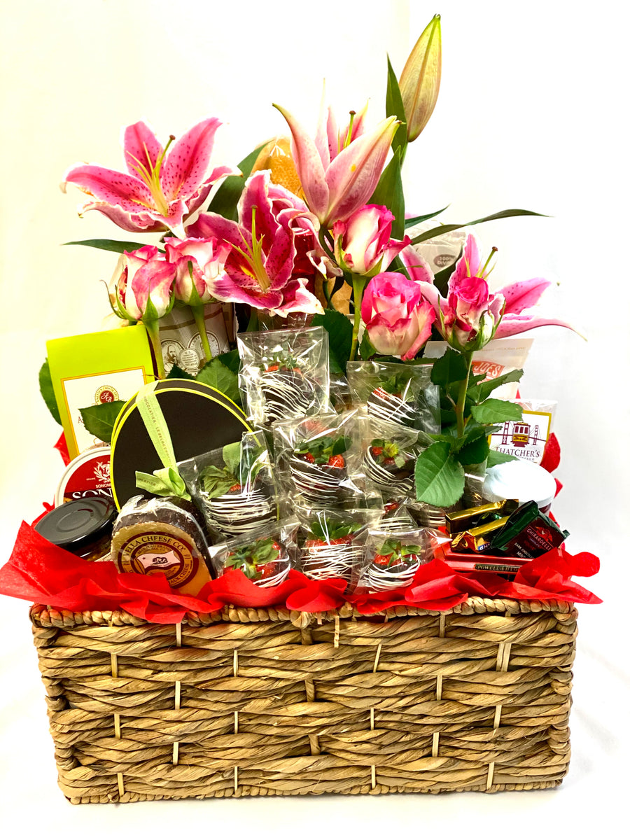 Gourmet Blossom Delight Basket – The Gifted Basket San Francisco